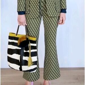 J.CREW COLLECTION Ratti Italian Wool Geo Print Slim Cropped Pants F6867 Size 6